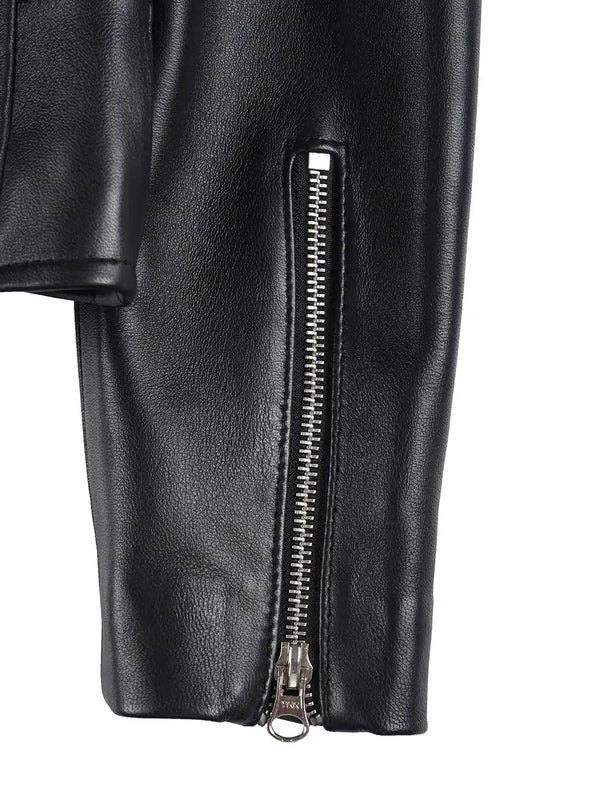 Kirsten Women's Black Asymmetrical Leather Biker Style Jacket