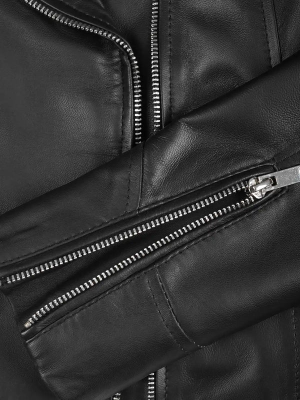 Women's Black Asymmetrical Real Leather Biker Style Jacket