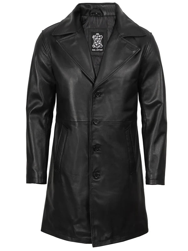 Jackson Men's Black 3/4 Length Real Leather Car Coat