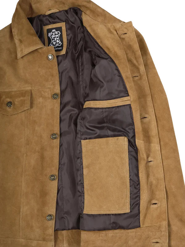 Logan Light Brown Suede Trucker Jacket