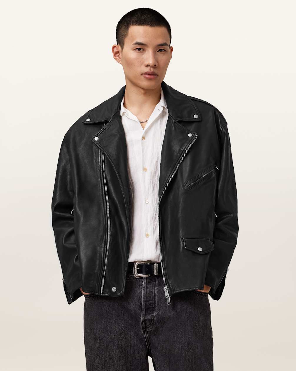 Bradford Oversized Leather Biker Jacket