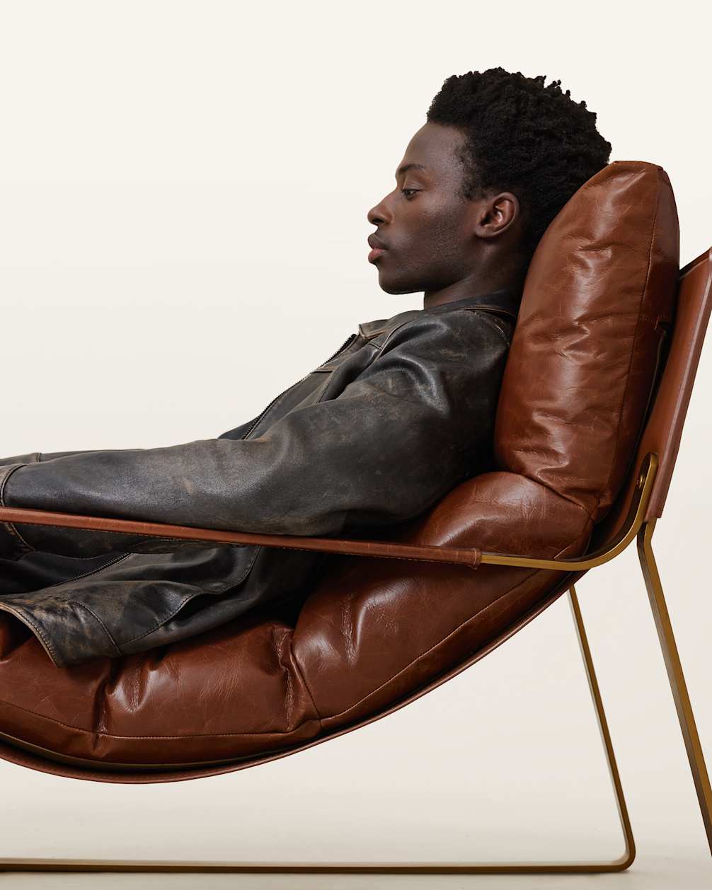 Alkan Zip Up Two Tone Leather Jacket