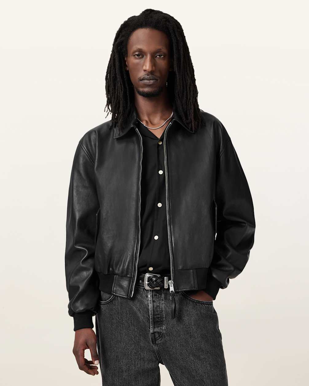 Marco Oversized Leather Bomber Jacket