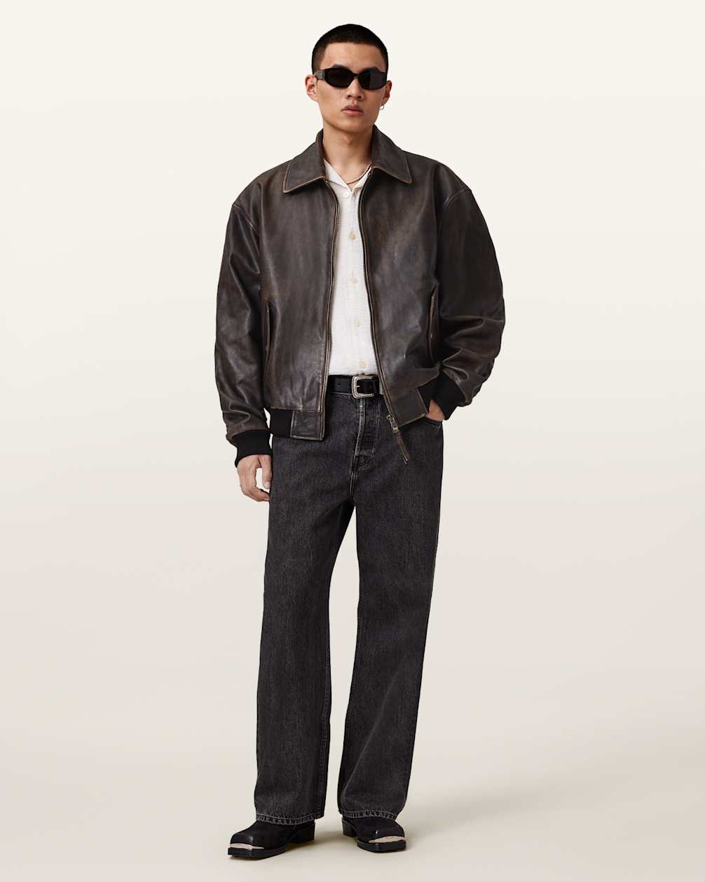 Marco Oversized Leather Bomber Jacket