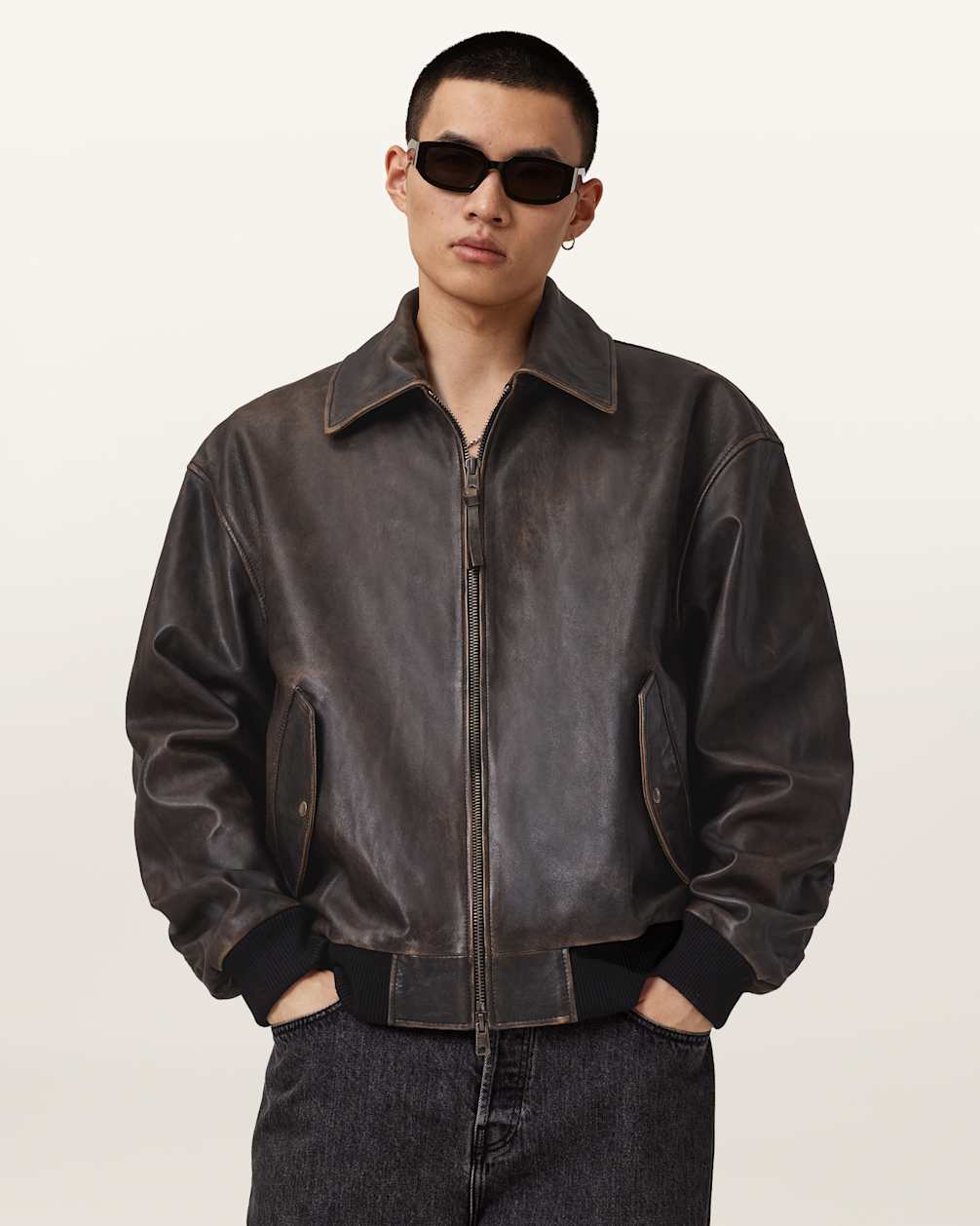Marco Oversized Leather Bomber Jacket