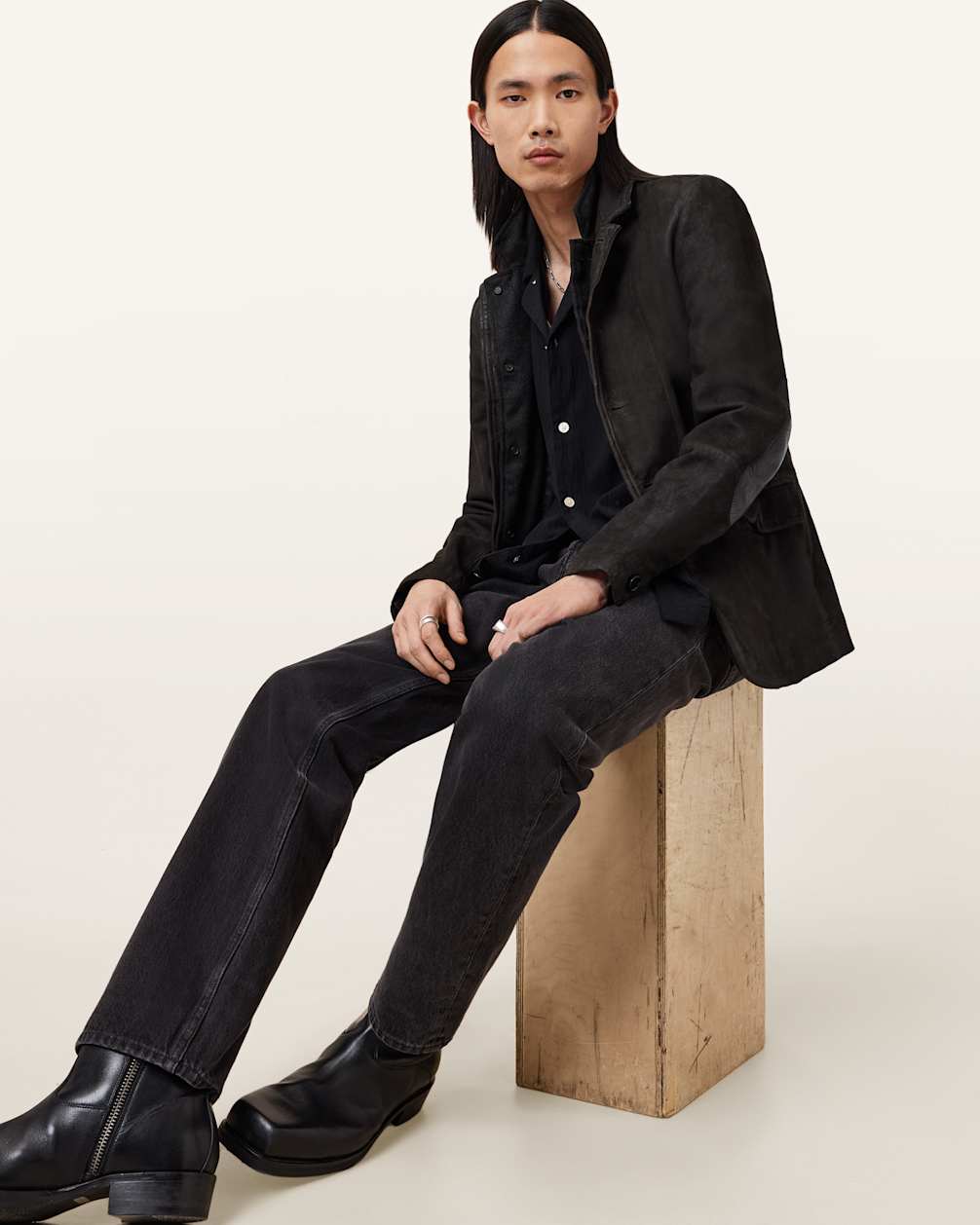 Survey Double Layered Leather Blazer