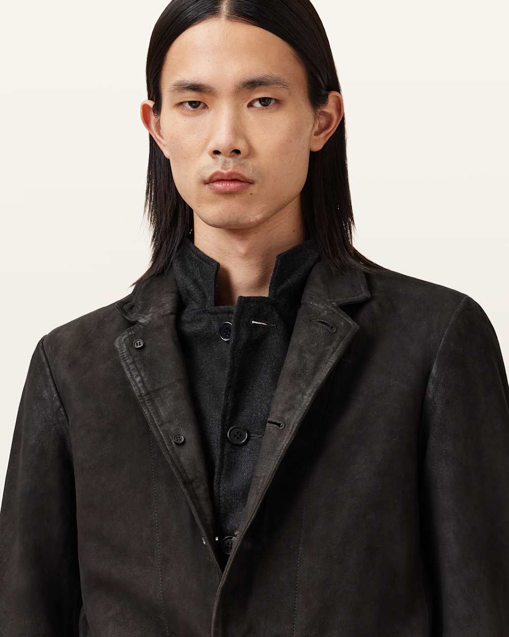Survey Double Layered Leather Blazer