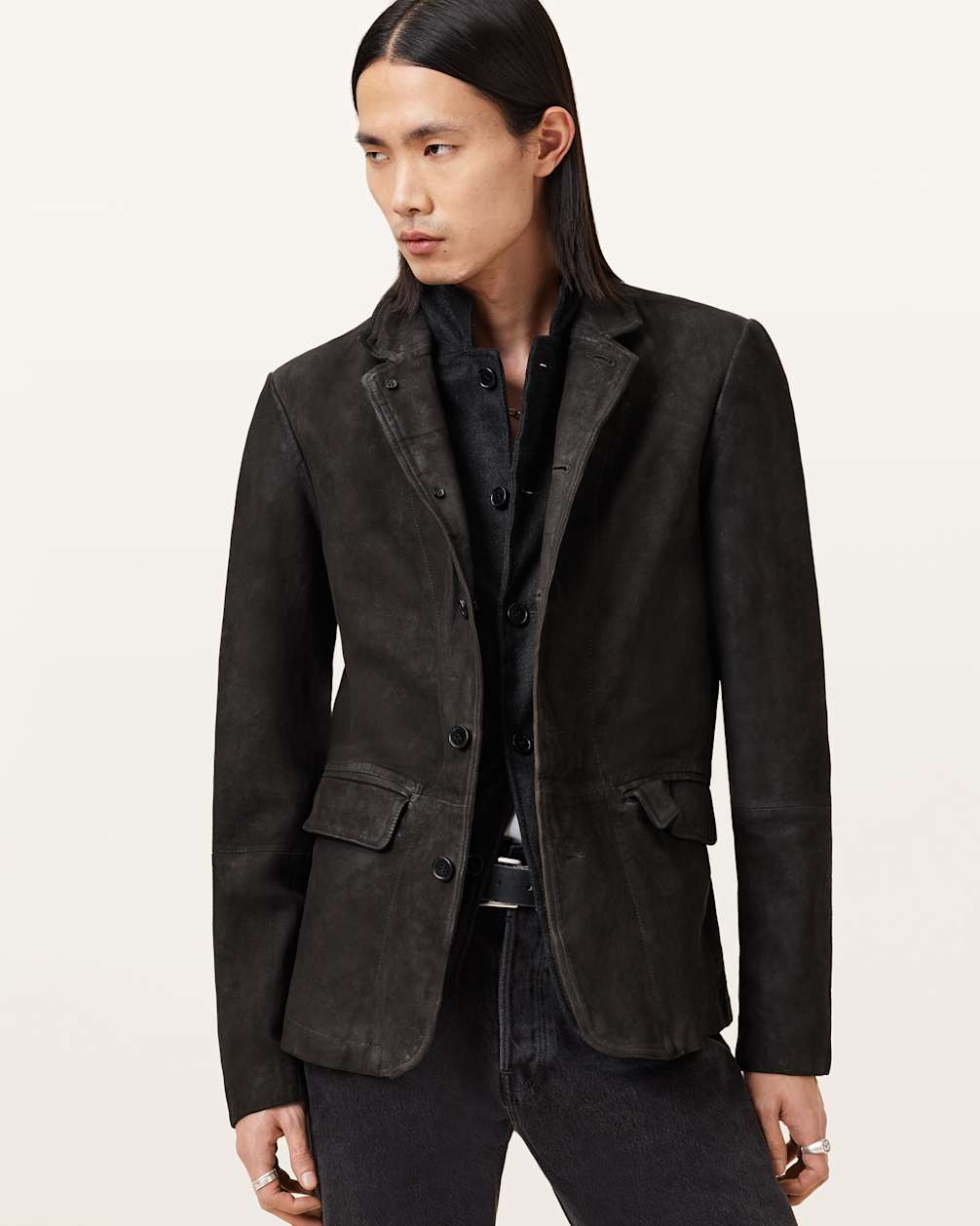 Survey Double Layered Leather Blazer