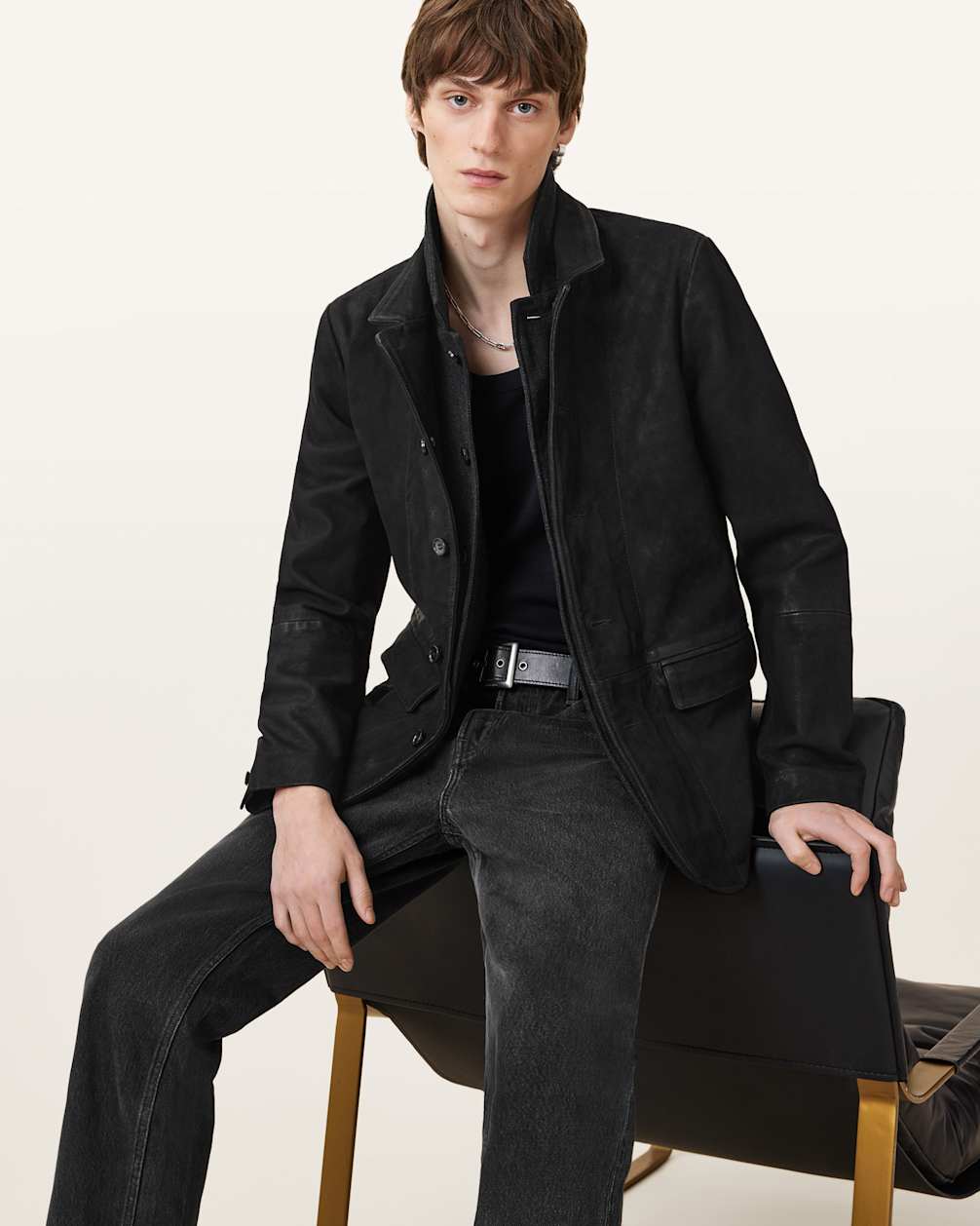 Survey Double Layered Leather Blazer