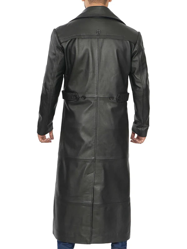 Jackson Men's Black Leather Long Duster Coat
