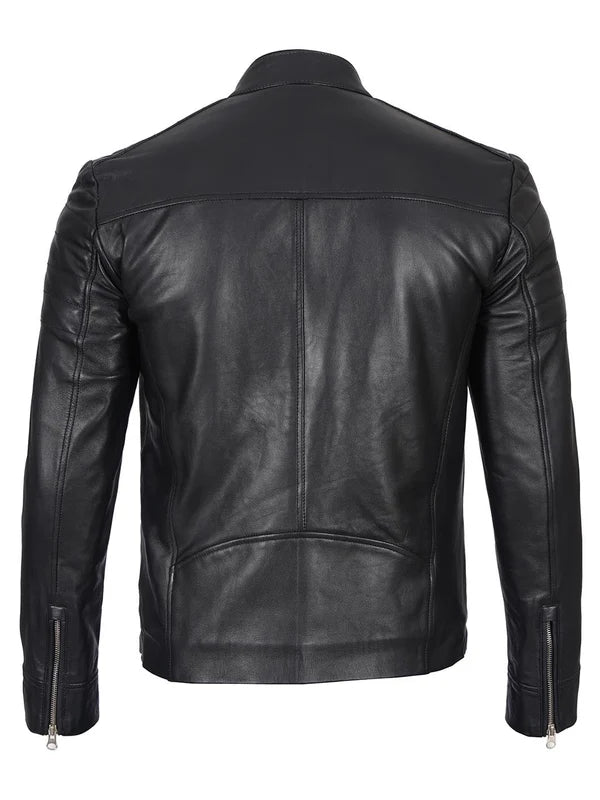 Carrie Men's Black Cafe Racer Leather Jacket