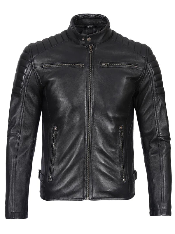Felix Men's Black Biker Style Leather Jacket