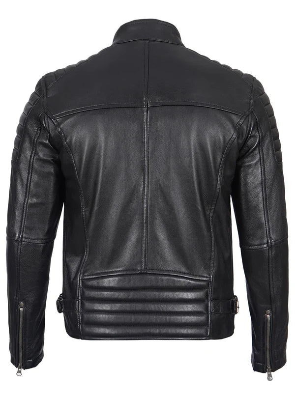 Felix Men's Black Biker Style Leather Jacket