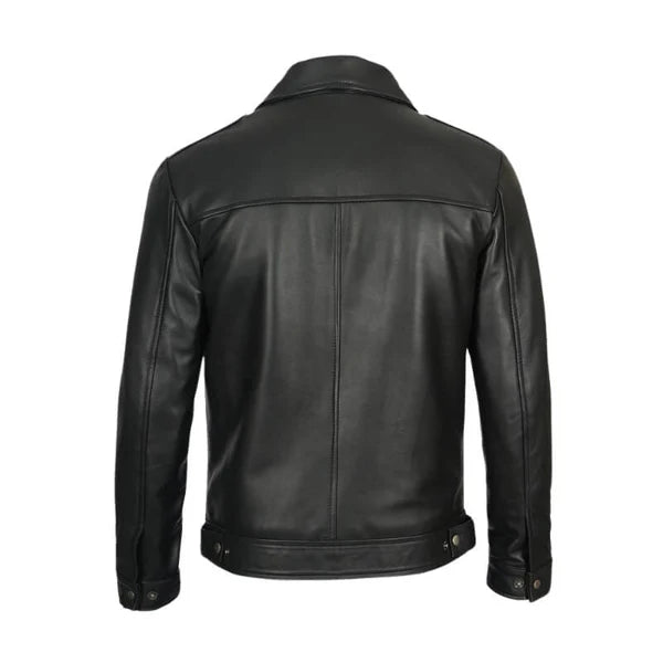 Reeves Men's Vintage Black Harrington Leather Jacket