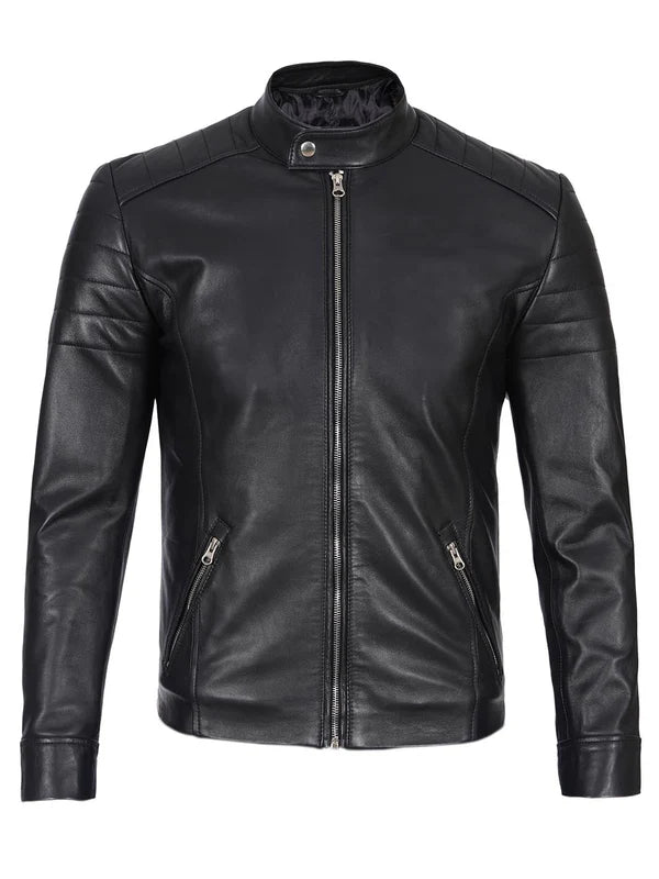 Carrie Men's Black Cafe Racer Leather Jacket