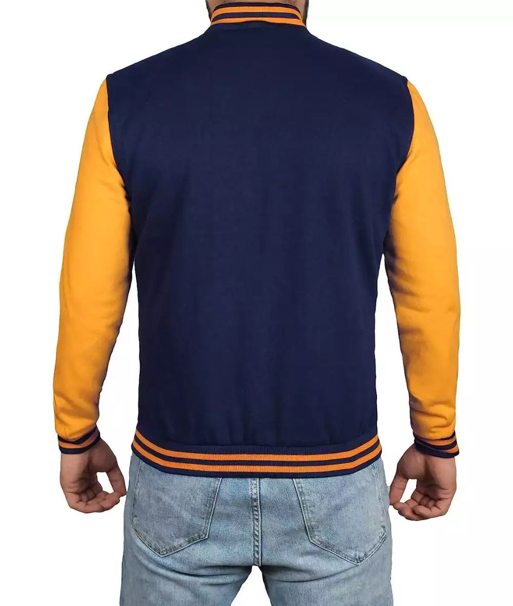 Men’s Blue and Yellow Varsity Jacket – Baseball Style Letterman Bomber