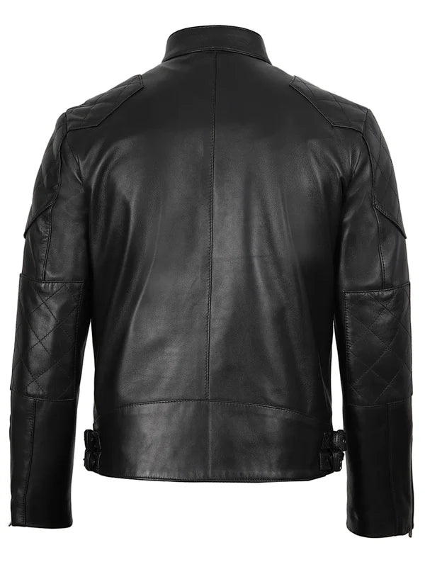 Men's Black Cafe Racer Leather Jacket