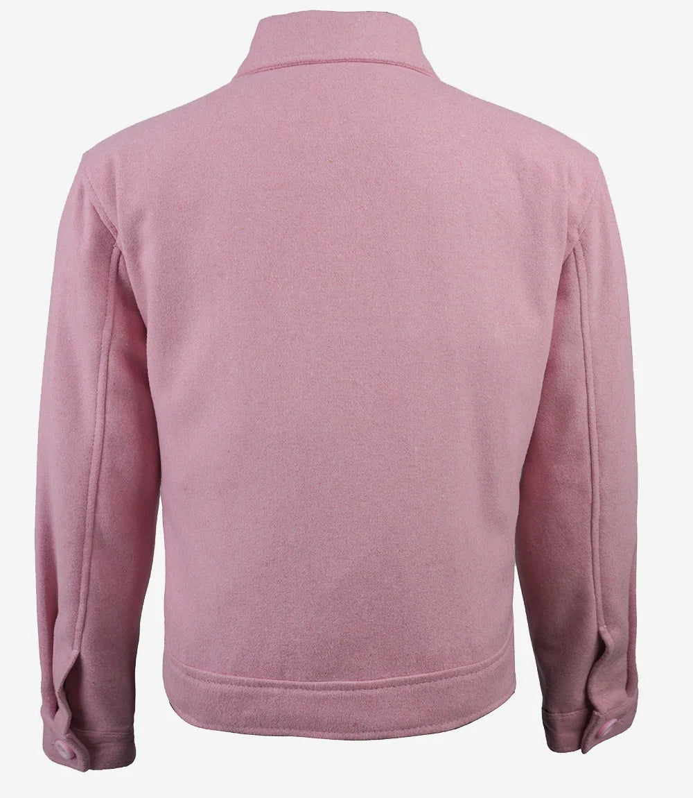 Women’s Classic Pink Wool Button-Up Jacket - Trucker Style
