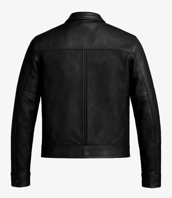 Bickford Mens Black Cafe Racer Real Leather Jacket