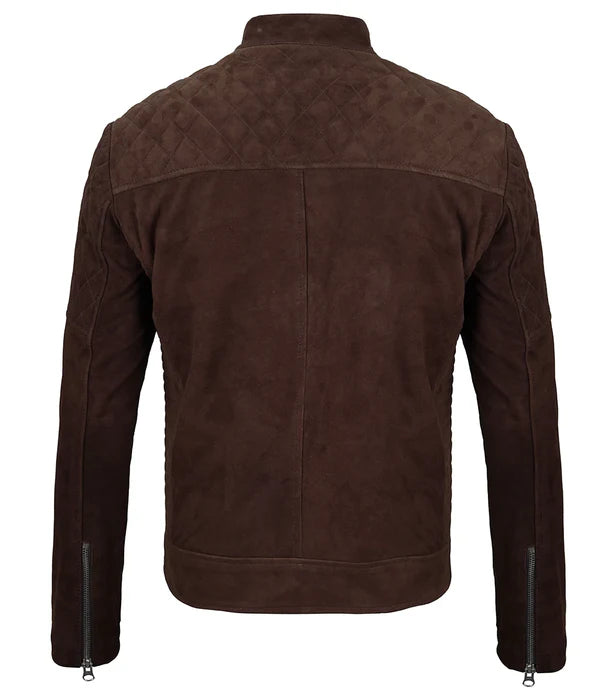 Miguel Men's Quilted Brown Suede Jacket