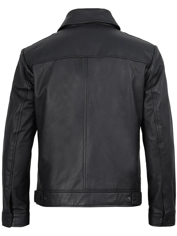 Men's Harrington Matte Black Real Leather Jacket