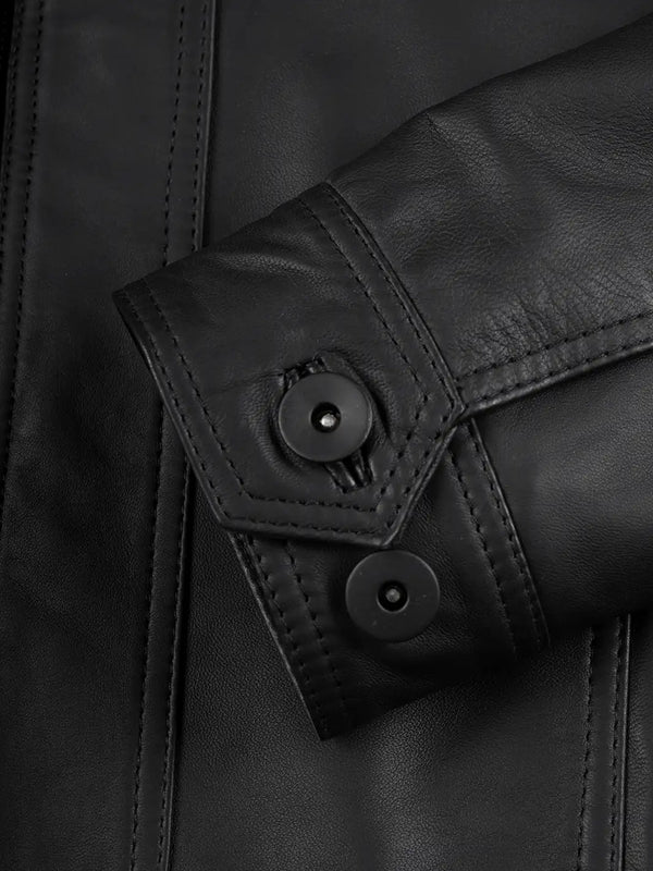 Tavares Men's Matte Black Biker Style Leather Jacket