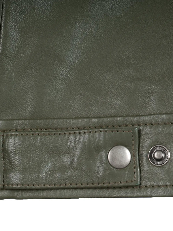 Men's Dark Green Harrington Leather Jacket